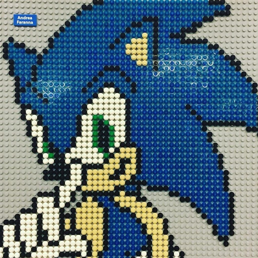   Sonic, el erizo más rápido del mundo en mosaico Lego