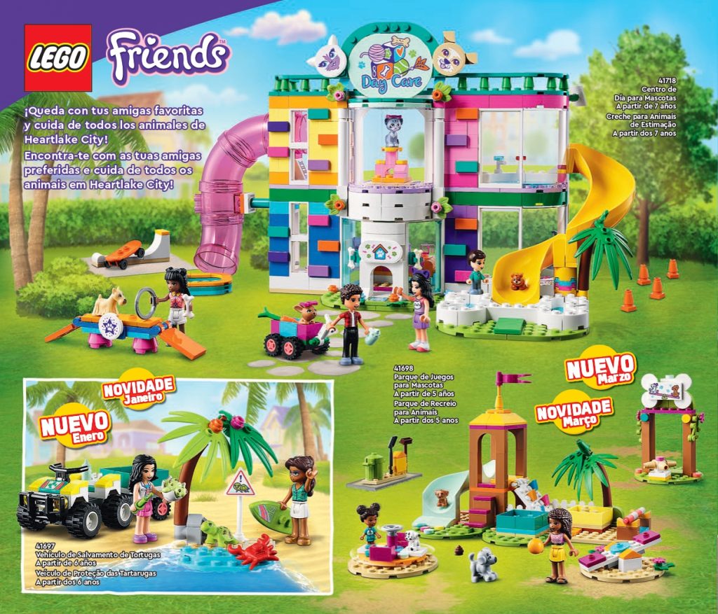  10 Aniversario Lego Friends.  Novedades Lego Friends 2022  nimales de Heartlake City con los nuevos sets : Centro de día para mascotas 41718,  Vehículo de salvamento de tortugas 41697, Parque de juegos para mascotas 41698