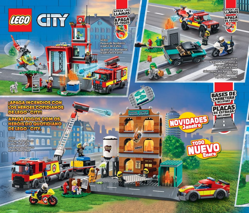Novedades Lego city 2022. Cuerpo de bomberos 60321, Parque de bomberos 60320, Rescate de bomberos y Persecución Policial 60319.