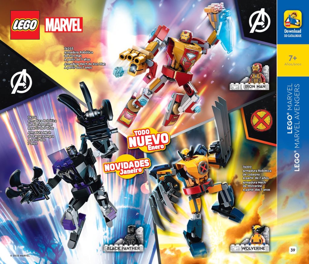  Armaduras Robóticas de tus súper héroes de Lego Marvel. Iron Man 76203, Black Panther 76204 y Lobezno 76202.
