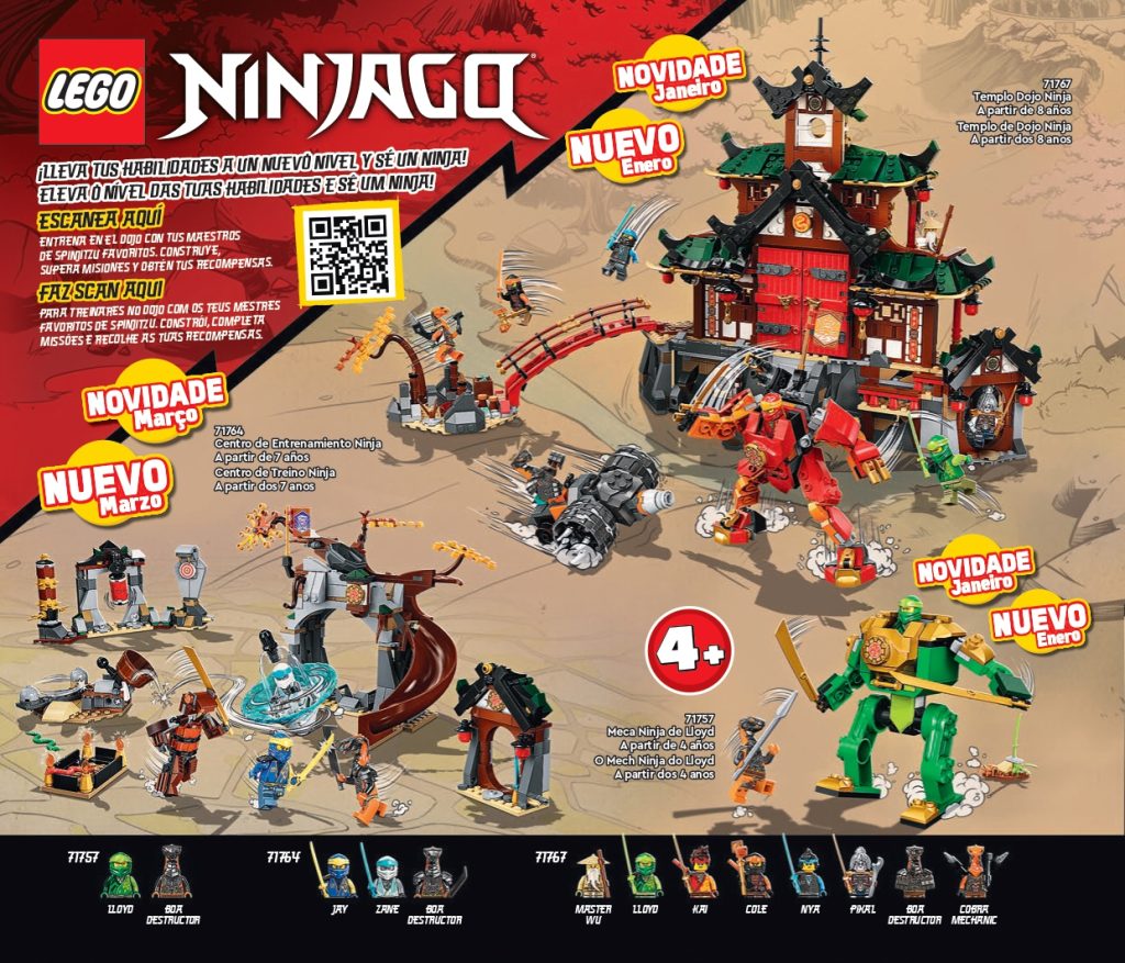  Lego Ninjago 2022 Templo Dojo Ninja 71767, Centro de Entrenamiento Ninja 71764 y el  Meca Ninja de Lloyd 71757.
